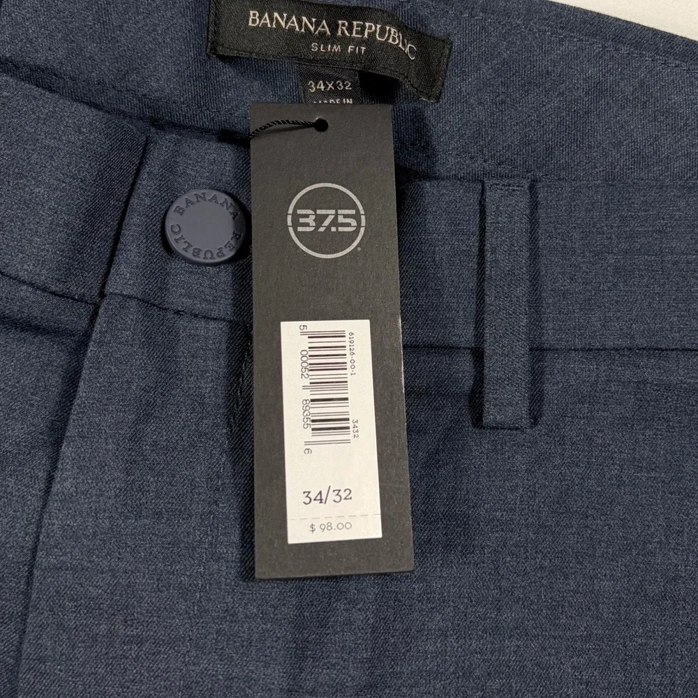 Banana Republic Core Temp Chino Mens 34x32 Slim Fit Performance Pants Navy NEW